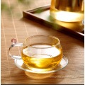 Top quality borosilicate glass tea cup with saucer,haonai glass coffee set.